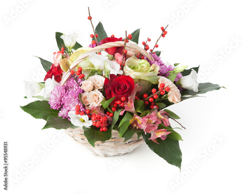 Fototapeta Naklejka Na Ścianę i Meble -  Christmas floral arrangement isolated on white