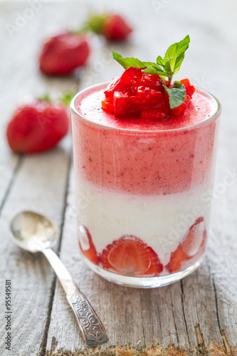 Strawberry dessert in glasses