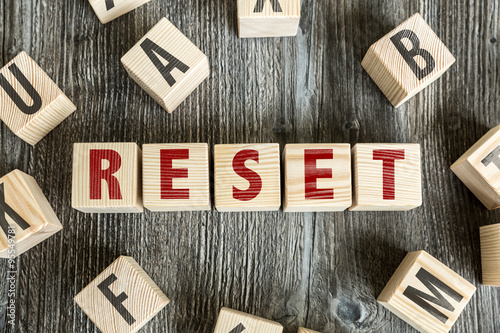 Obraz na płótnie Wooden Blocks with the text: Reset