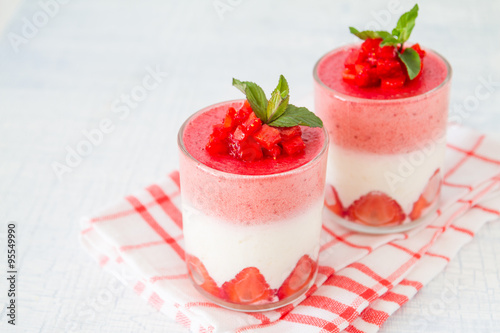 Strawberry dessert in glasses