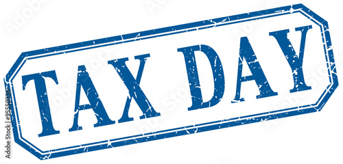 tax day square blue grunge vintage isolated label