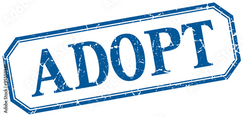 adopt square blue grunge vintage isolated label