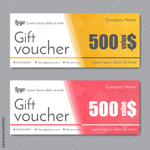 Gift voucher with geometric pattern. Vector illustration