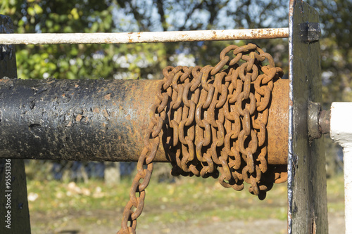 Rusty chain on canal lock gear