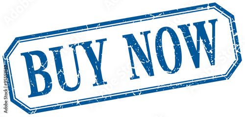 buy now square blue grunge vintage isolated label