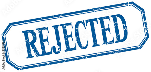 rejected square blue grunge vintage isolated label