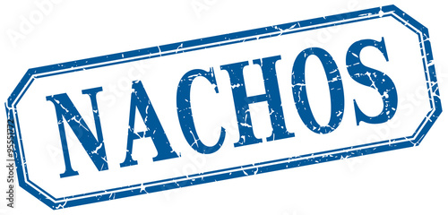 nachos square blue grunge vintage isolated label
