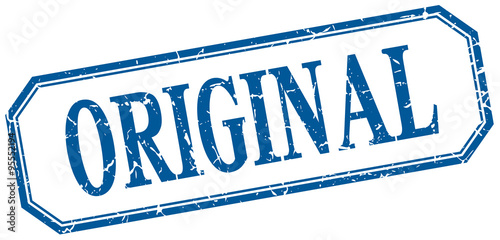 original square blue grunge vintage isolated label