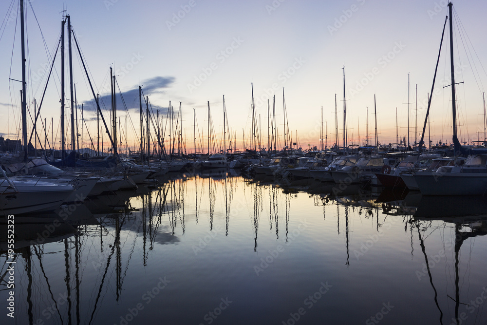 View on boats in Port Vauban in Antibes in France