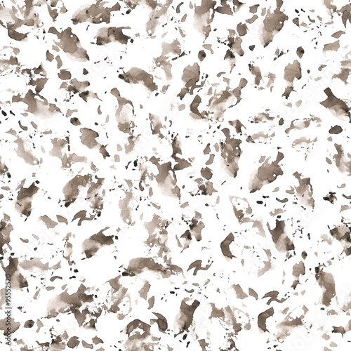 Grunge seamless texture, black watercolor stains and blots