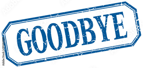 goodbye square blue grunge vintage isolated label