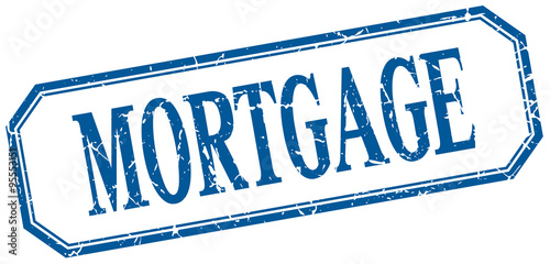 mortgage square blue grunge vintage isolated label