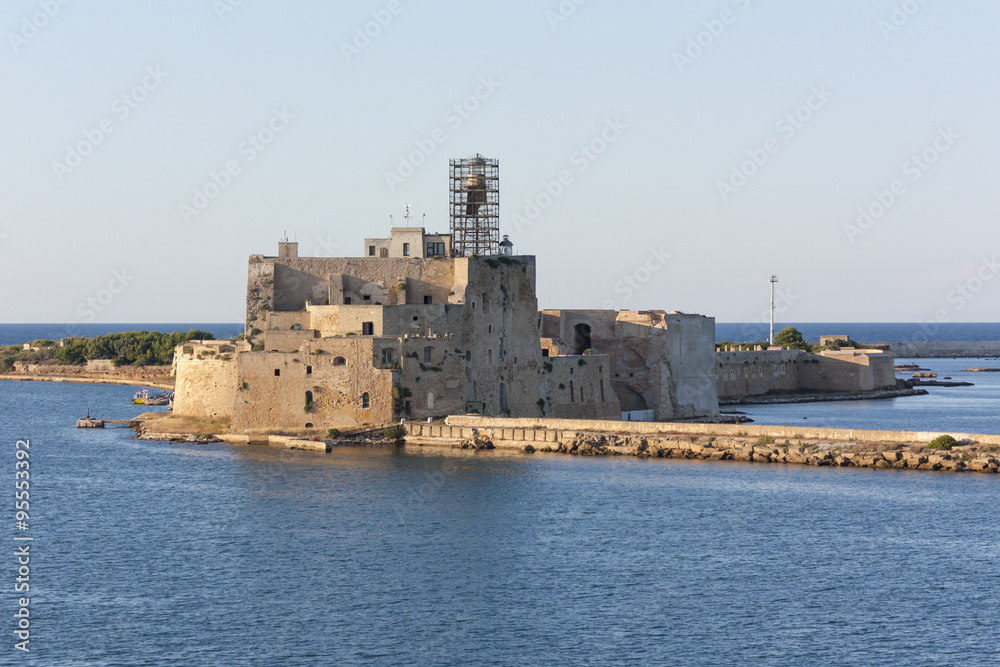 Lighthouse under renovation at the port of Brindisi