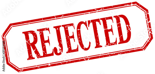 rejected square red grunge vintage isolated label