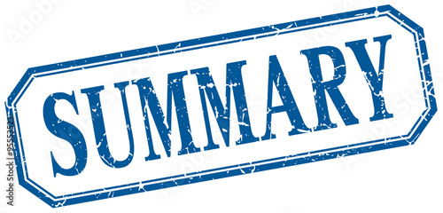 summary square blue grunge vintage isolated label