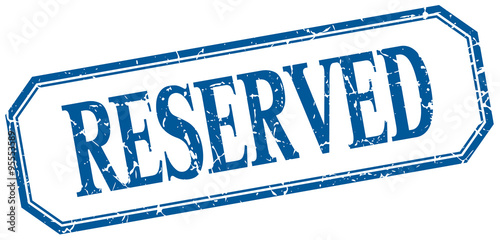 reserved square blue grunge vintage isolated label