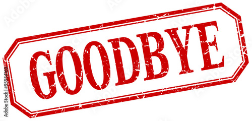 goodbye square red grunge vintage isolated label