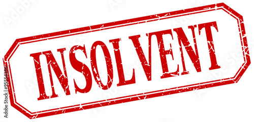 insolvent square red grunge vintage isolated label