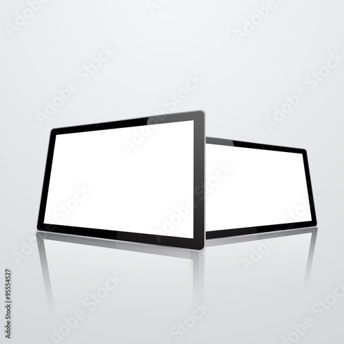 Realistic tablet pc computer with blank screen. Vector eps10 illustration 