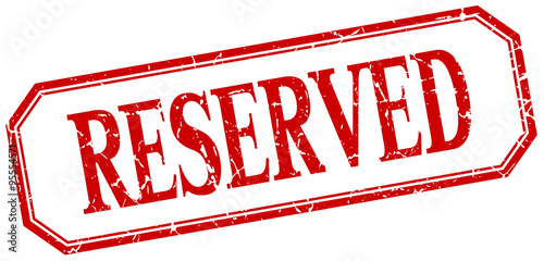 reserved square red grunge vintage isolated label