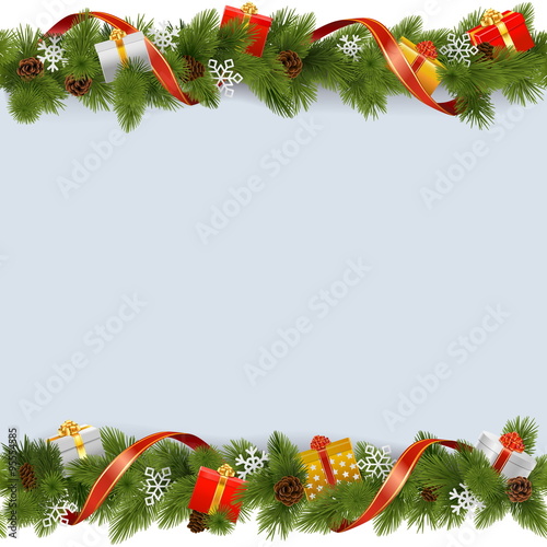 Vector Christmas Border with Gifts