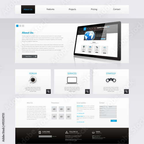 Modern Clean Business Website Template Design, Editable Vector Illustration.