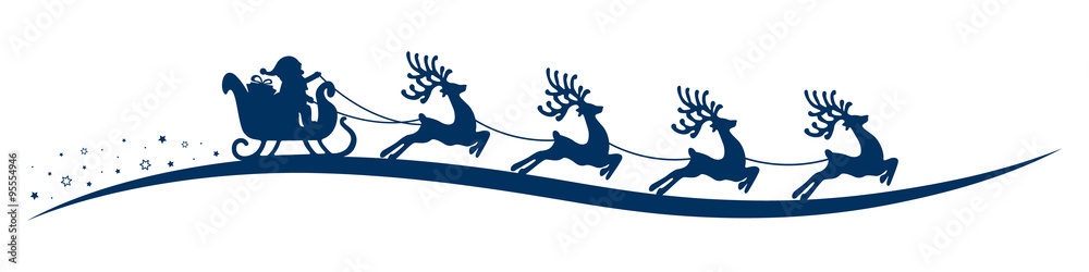 Fototapeta premium santa claus reindeer sleigh isolated background