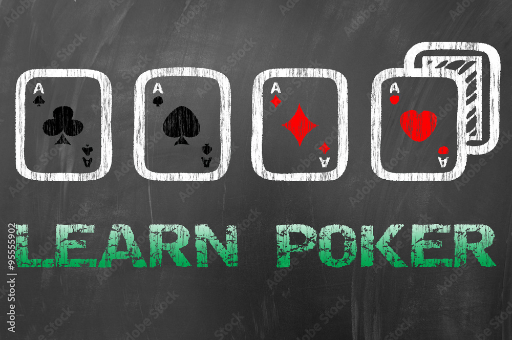 Learn poker with four aces on school blackboard Stock Illustration | Adobe  Stock