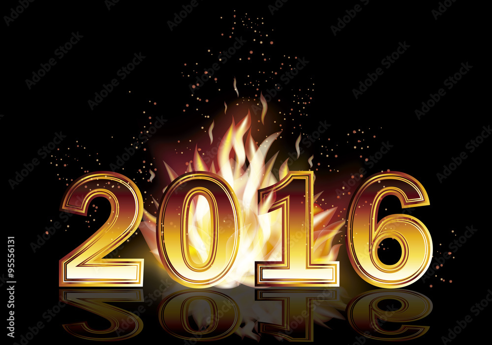 Hot new 2016 year fire banner, vector illustration Hot new 2016 year fire banner, vector illustration