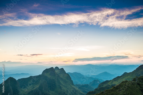 Colorful summer landscape sub alpine during sunset