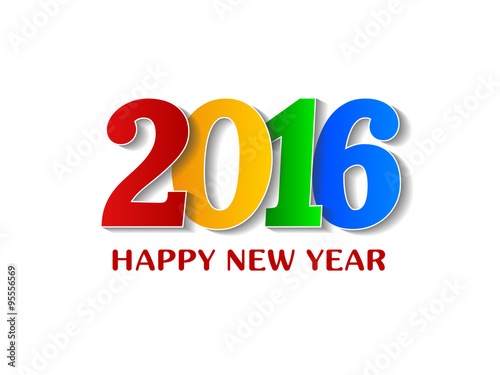 2016 Happy New Year colorful design over white background.