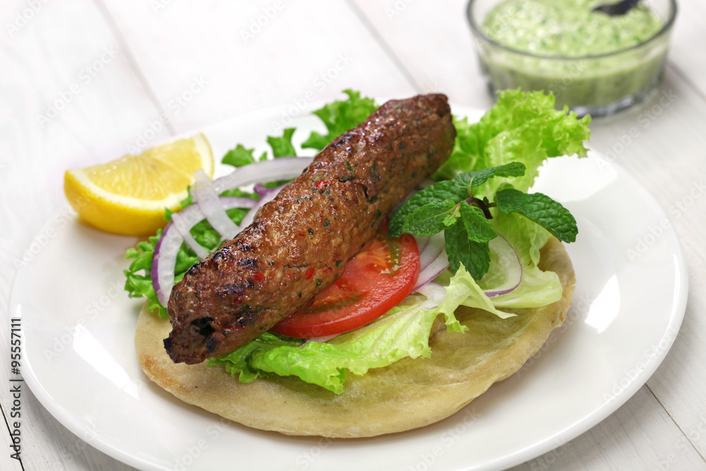 mutton seekh kabab kebab sandwich with mint chutney
mutton seekh kabab kebab sandwich with mint chutney