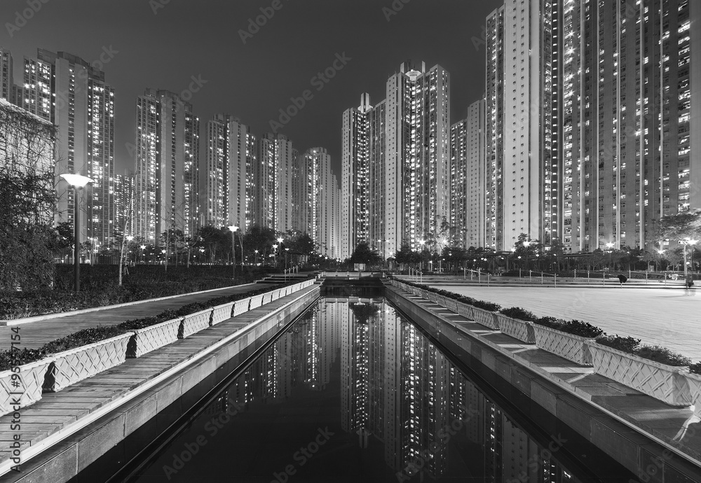 public estate in Hong Kong at night
