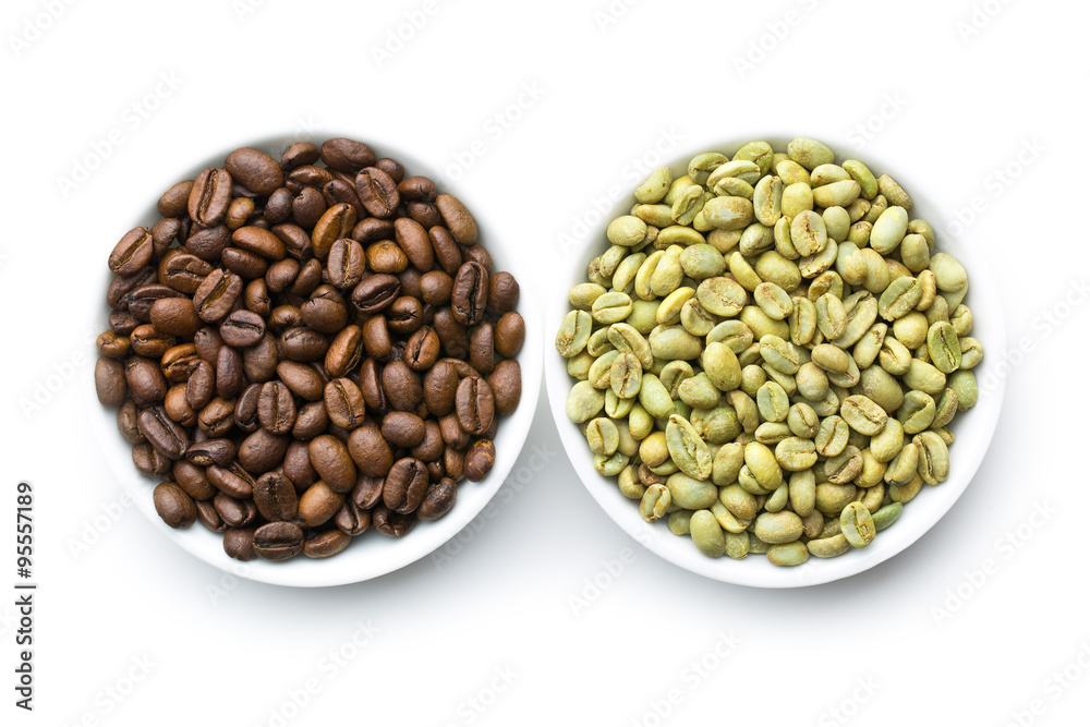 roasted and unroasted coffee beans roasted and unroasted coffee beans