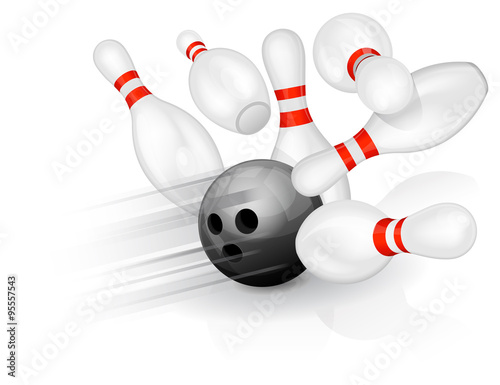 Bowling ball crashing into the pins