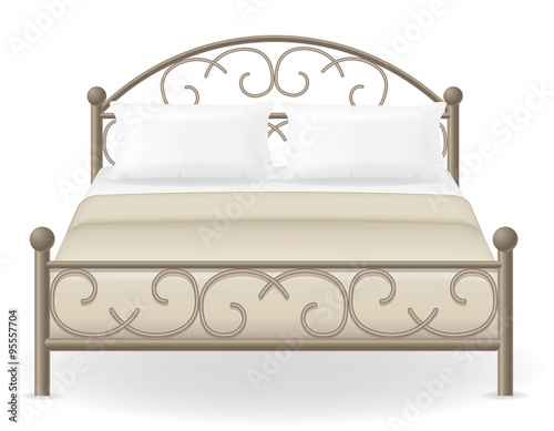 double bed furniture vector illustration