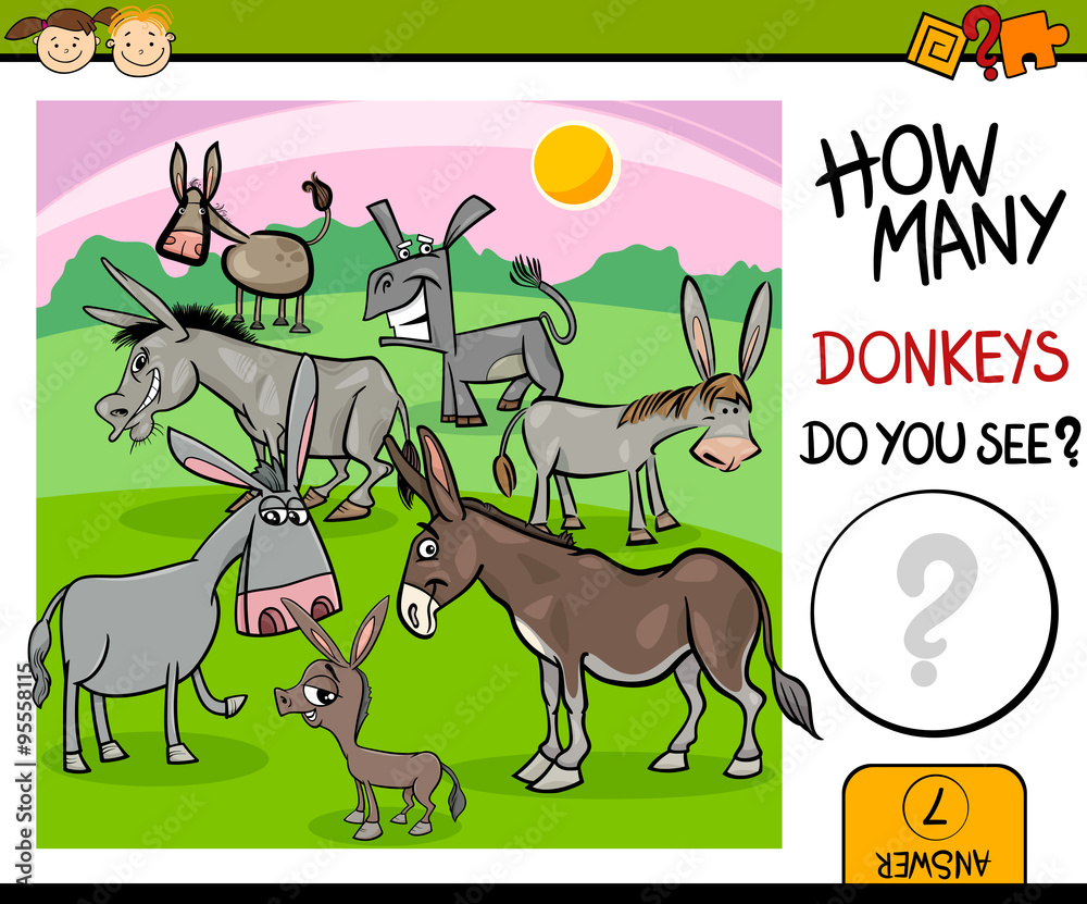 counting task with donkeys cartoon counting task with donkeys cartoon