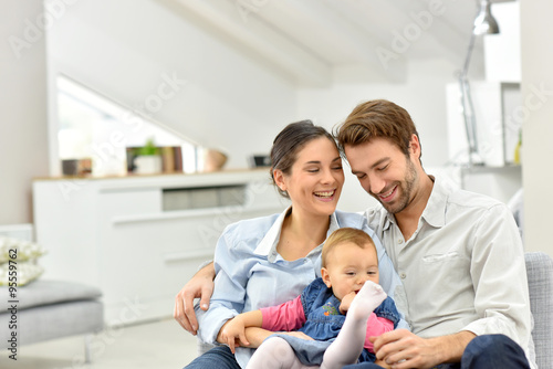 Portrait of happy family at home © goodluz