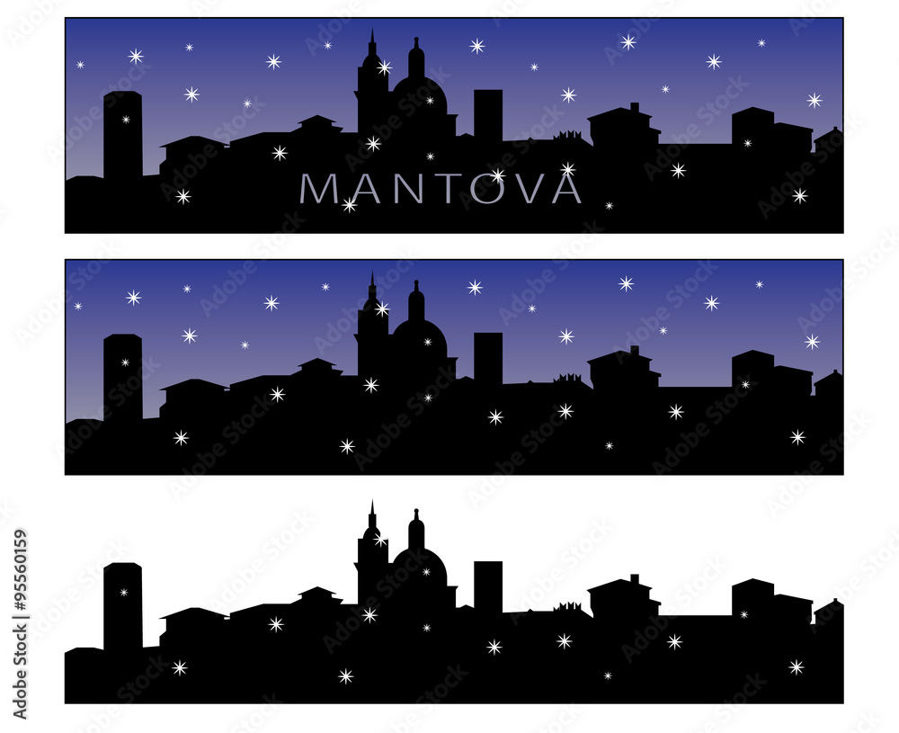 Mantova skyline silhouette - winter version