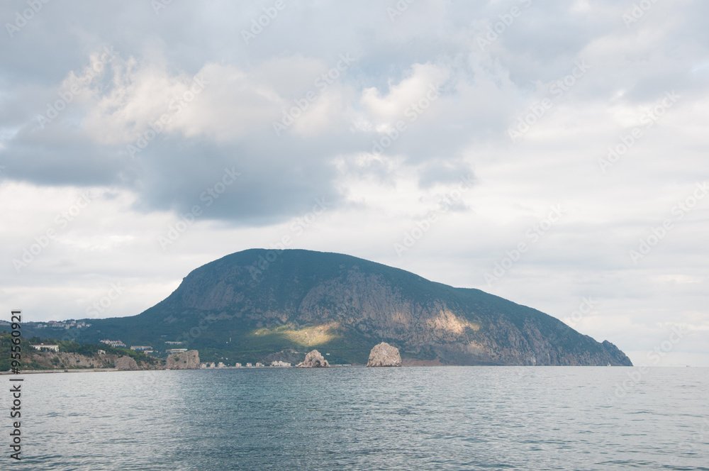View of Ayu-Dag or Bear mountain on a cloudy day, Crimea
