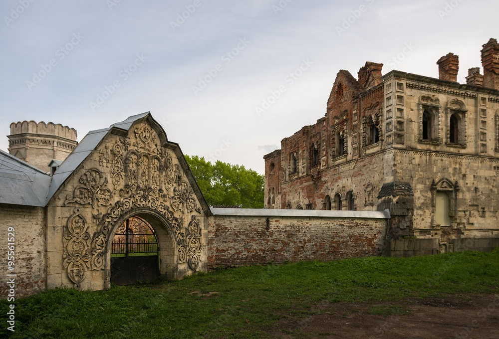 The white stone gates of the Theodore town in Tsarskoye Selo.