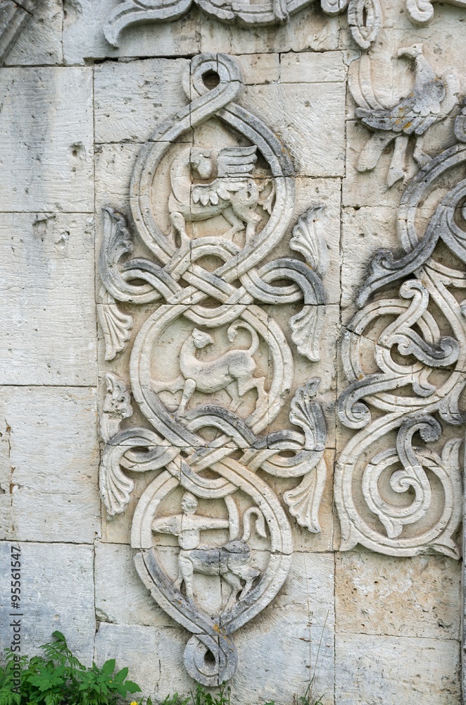 A fragment of an ornament of a white stone gate Feodorovsky town. Tsarskoye Selo (Pushkin), St.Peresburg. A fragment of an ornament of a white stone gate Feodorovsky town. Tsarskoye Selo (Pushkin), St.Peresburg.