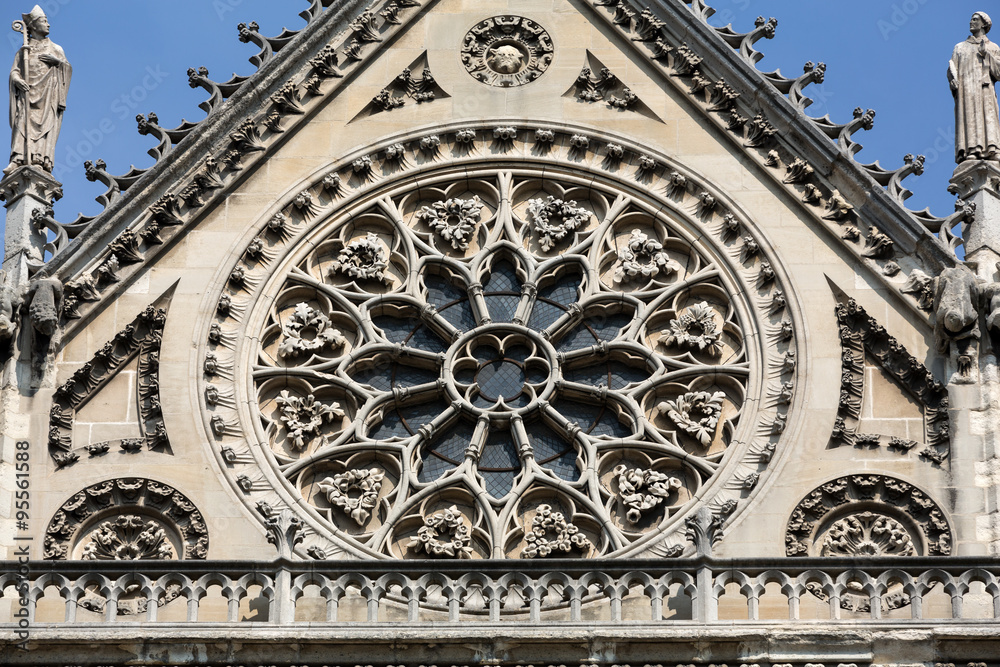 Notre Dame in Paris south facade with rose window