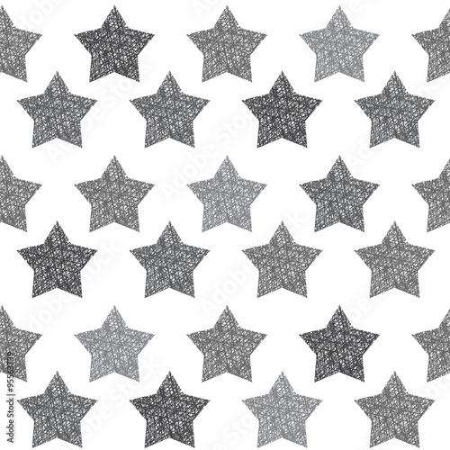 handmade wicker star, outline wireframe star decoration seamless pattern