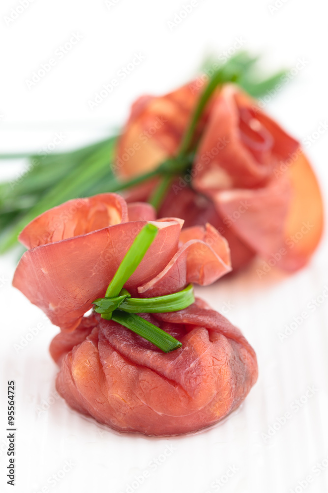 Stuffed bresaola appetizers.