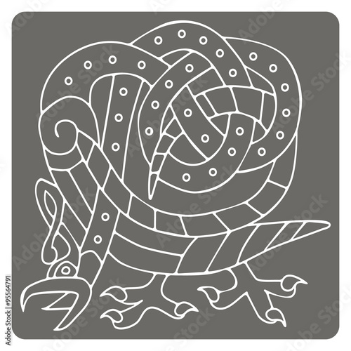monochrome icon with Celtic art and ethnic ornaments for your design