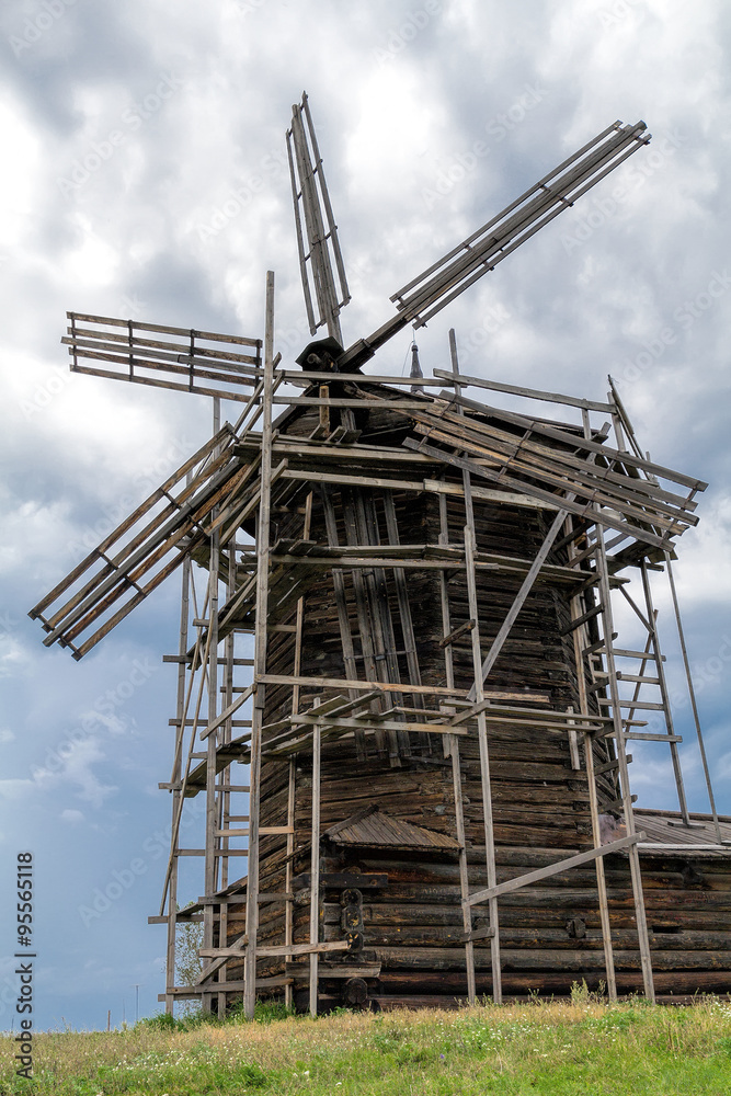Old wooden windmill