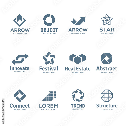 Set of abstract business logo icon design template elements