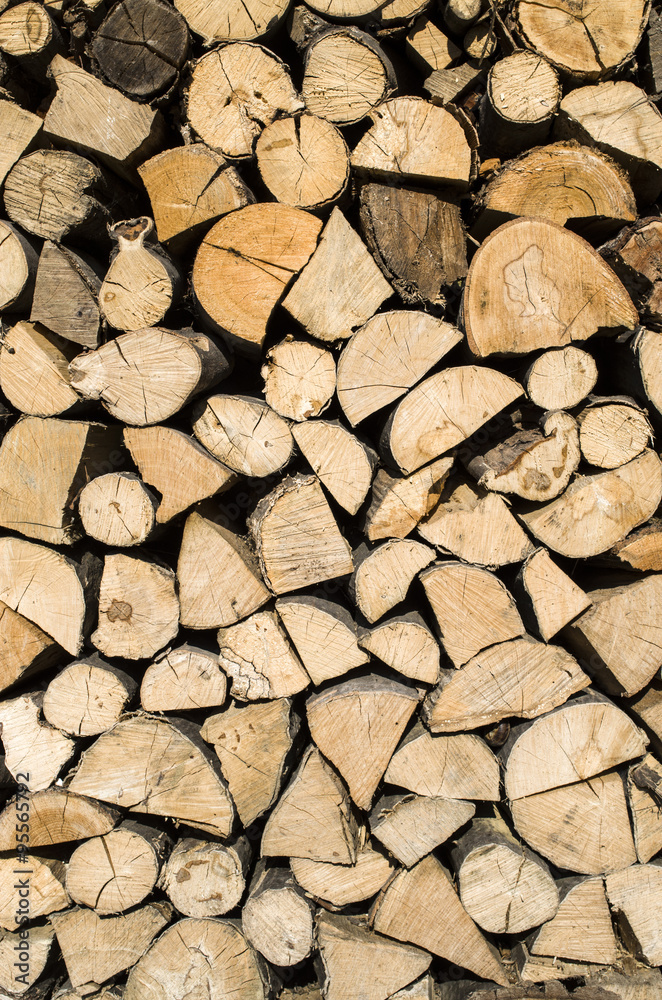 Dry chopped firewood logs in a pile Dry chopped firewood logs in a pile