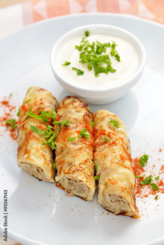 Pancakes Stuffed With Meat Pancakes Stuffed With Meat